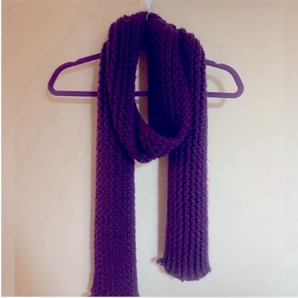 Purple Skinny Knit Scarf